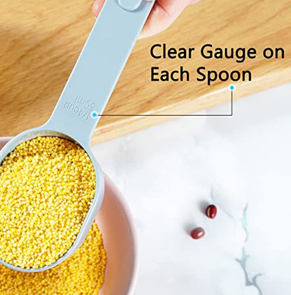 19-Pc Magnetic Measuring Cups and Spoons Set, with Lid, Black | Includes 1 cover, 9 stackable cups set & 9 magnetic spoons, BPA-free & dishwasher safe, for liquid and dry baking gadgets - color: 19 Piece - Black