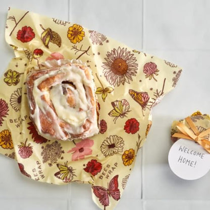 Bee's Wrap Beeswax Wraps for Food - 3 Pack of Medium Beeswax Wraps - Plastic Free Made in USA Reusable Natural Food Wrap - Meadow Magic Print - style: Meadow Magic Medium 3 Pack