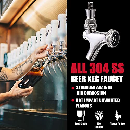 MRbrew Upgraded Draft Keg Tap, All Commercial 304 Stainless Steel, Well-Pouring, Fits American Beer Shanks and Towers
