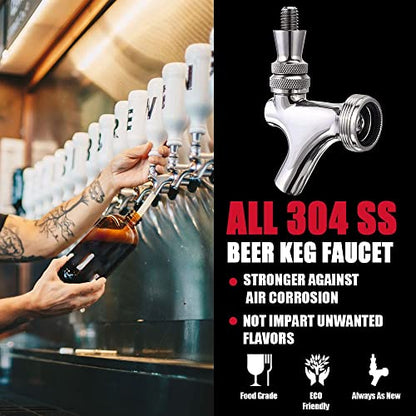 MRbrew Upgraded Draft Keg Tap, All Commercial 304 Stainless Steel, Well-Pouring, Fits American Beer Shanks and Towers