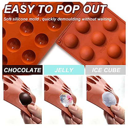 Lerykin Small 15-Cavity Semi Sphere Silicone Molds Non-Stick,2 Packs Half Sphere Silicone Baking Molds for Making Jelly, Chocolates and Cake - color: 15 Small ( 2 Pack )