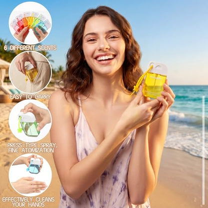 Frienda 12 Pcs Hydrating Hand Sanitizer Spray Scented Pocket Power Mist Hand Sanitizer Travel Size with Keychain Moisturizing Antibacterial Sanitizing Cleans Hands for Women(Floral) - style: Floral