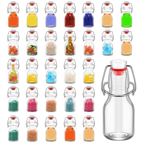 30Pcs 2oz Swing Top Glass Bottles,Flip Top Glass Bottle with Lids Sealable Kombucha Bottle for Brew Beer Syrup Vanilla Extract Air Tight Bottles (Clear) - color: Clear