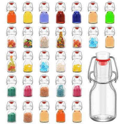 30Pcs 2oz Swing Top Glass Bottles,Flip Top Glass Bottle with Lids Sealable Kombucha Bottle for Brew Beer Syrup Vanilla Extract Air Tight Bottles (Clear) - color: Clear