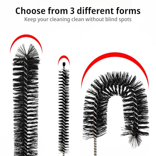 12 Multi-Size Brushes for Straws, Baby Bottles, Tumblers, Water Bottles, Sippy Cups, Tea Pots, Narrow Openings, and Narrow-Neck Containers (Black) - color: Black