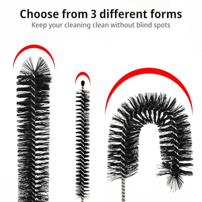 12 Multi-Size Brushes for Straws, Baby Bottles, Tumblers, Water Bottles, Sippy Cups, Tea Pots, Narrow Openings, and Narrow-Neck Containers (Black) - color: Black