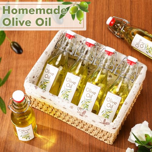 Havawish 16 Pcs 8 oz Mini Olive Oil Bottles Homemade Swing Top Clear Flip Top Bottles with Airtight Lids Labels for Storing Homemade Olive Oil Wedding Baby Shower Favors(Circle) - style: Circle