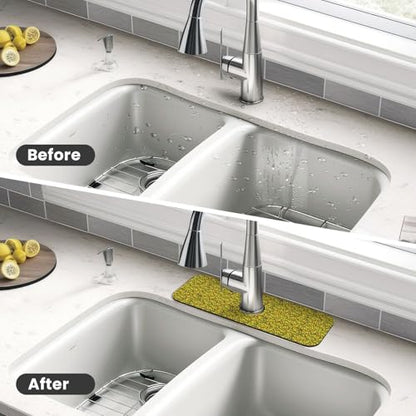Cheese Faucet Mat For Kitchen Sink, Absorbent Countertop Protector, Quick Dry Sink Splash Guard Pad, Waterproof Draining Mat 15" X 5.5" - color: Style 10