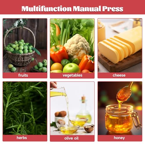 Fruit Wine Press 3.5 Gallon/13.25L Red Manual Juice Maker Stainless Steel Fruit and Wine Press Nature Juice Making Press Machine with T-Handle for Cider Apple Grape Tincture Vegetables Honey Cheese - size: 13.25L/3.5Gallon-Red