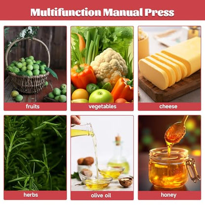 Fruit Wine Press 3.5 Gallon/13.25L Red Manual Juice Maker Stainless Steel Fruit and Wine Press Nature Juice Making Press Machine with T-Handle for Cider Apple Grape Tincture Vegetables Honey Cheese - size: 13.25L/3.5Gallon-Red