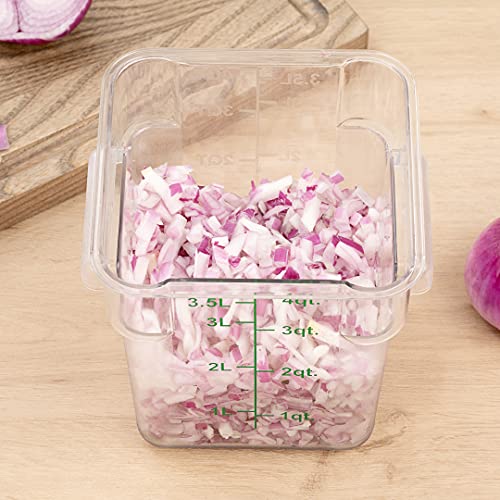 Restaurantware Met Lux 4 Quart Brine Buckets 10 Square Marinating Containers - With Volume Markers Built-In Handles Clear And Green Plastic Dough Rising Buckets Freezer-Safe Lids Sold Separately - size: 4 Quarts, style: 10 Count