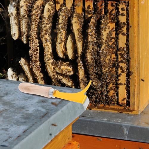 Elbow Handle Beehive Scraper Tool Wooden Handle and Stainless Steel Blade Lightweight Beekeeping Hive Cleaner to Work Efficiency for Beginner Beekeepers Random Color