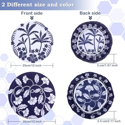 2 Large Reusable Beeswax Bowl Covers for Bread Proofing, 10/12 Inch Elastic Beeswax Wraps Cotton Cloth Sourdough Bowl Covers for Proofing Baskets, Mixer Bowls, Food Storage Containers - color: Tropical Plants