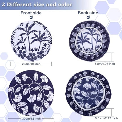 2 Large Reusable Beeswax Bowl Covers for Bread Proofing, 10/12 Inch Elastic Beeswax Wraps Cotton Cloth Sourdough Bowl Covers for Proofing Baskets, Mixer Bowls, Food Storage Containers - color: Tropical Plants