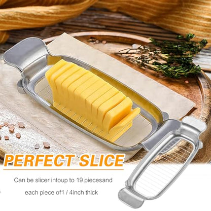 Stainless Steel Butter Cheese Slicer, Multipurpose Handheld Cutter for Block Cheese, Butter and Soft Fruits, Dishwasher Safe