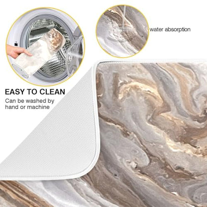 Brown Grey Marble Dish Drying Mat Absorbent Microfiber Dish Drying Pad Drainer Mats for Kitchen Counter 16 x 18 In - size: 16" x 16"