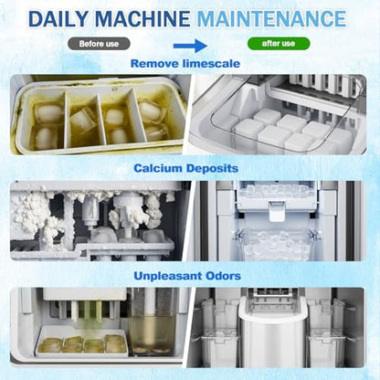 Ice Machine Cleaner Maker Descaler - 48 clean Tablets Compatible with Frigidaire, Opal, GE Profile, Kitchenaid, Nickel Safe Scale Remover for Countertop, Nugget Ice Makers-Odor-Free, Crystal Clear Ice