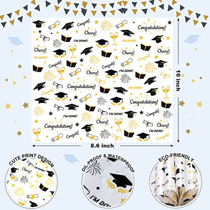 Graduation Wax Paper, 100 Pcs, 8.6 x 9.8 inches, Waterproof & Oil-proof, Perfect for Food Wraps, Sandwiches, Candy, Cookies, Picnic Baskets - color: Graduation