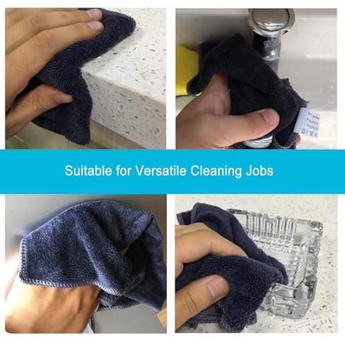Premium Microfiber Cleaning Cloths, 12 Pack, 400 GSM Ultra Absorbent Lint-Free Reusable Towels for Kitchen, Glass, Countertops& Household Cleaning, 12" x 12" Kitchen Grey - color: Grey