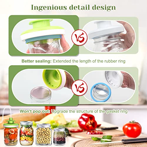 Mason Jar Vacuum Sealer Kit, Vacuum Sealer for jars Canning Sealer and Accessory Hose Mason Jar Attachment with Manual Vacuum Pump and Lid Opener for Wide&Regular Mouth Mason Jars - color: Green