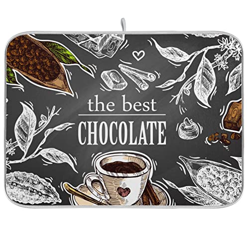 Absorbent Dish Drying Mat for Kitchen Counter - Coffee the Best Chocolate Microfiber Drying Pad, Reversible Drainer Mats for Countertop, Small 16" x 18" - color: Coffee the Best Chocolate, size: 16x18(in)x1
