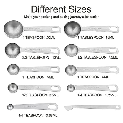 Measuring Cups and Spoons Set, Stainless Steel Measuring Cups Spoons Complete Set of 19pcs Professional Measurer Scoops Ingredients Liquid or Dry Heavy Duty Solid Measurment Cup