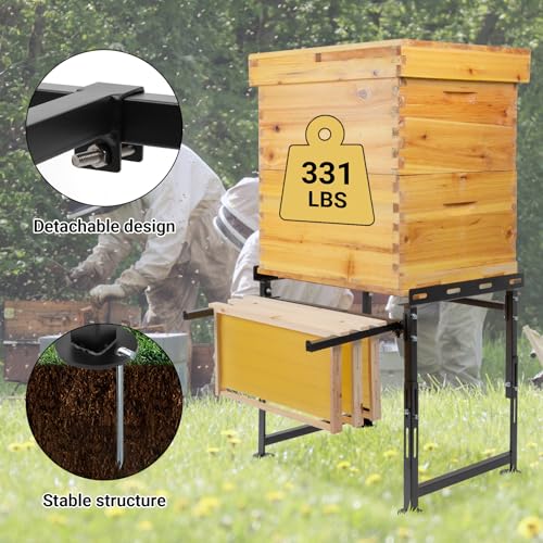 Upgrade Metal Hive Stand, Beehive Stand(Patent Pending) | Adjustable Height 15.5” - 21” & Width 15.5” - 25”, UV Resistant & Easy to Upgrade, Assemble Bee Stand for Beekeeping