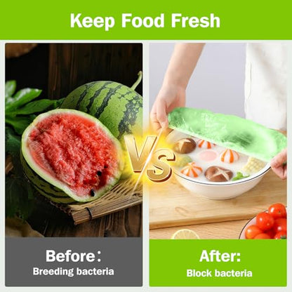Mwellewm Bowl Covers Reusable Elastic Plastic Wrap for Food Storage Fresh Keeping Stretch Bags Bowl Covers for Bread Proofing Alternative to Foil for Family Outdoor Picnic Sourdough Baking(180)