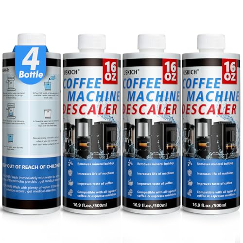 4 Pack Coffee Machine Descaler Descaling Solution -16 Uses,Descaling Solution for Descaling Solution for Keurig, Nespresso, Delonghi,Espresso Machines - size: 64 oz-Liquid