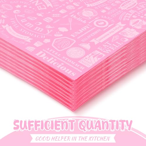Outus 600 Pcs 12 x 12 Inch Deli Wax Paper Sheets Grease Resistant Tray Basket Liners Newsprint Paper Water and Grease Proof Sandwich Wrapping Square Hot Dog Wrappers for Food Baking (Pink) - color: Pink