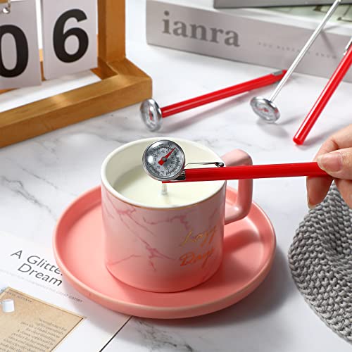 Xuhal 스테인리스 스틸 주방 온도계 12.7cm(5인치) 길이 스템 2.5cm(1인치) 다이얼 온도계 우유 거품 음식 오븐 탐침 고기 그릴 BBQ 요리 초콜릿 물(레드) - color: 레드
