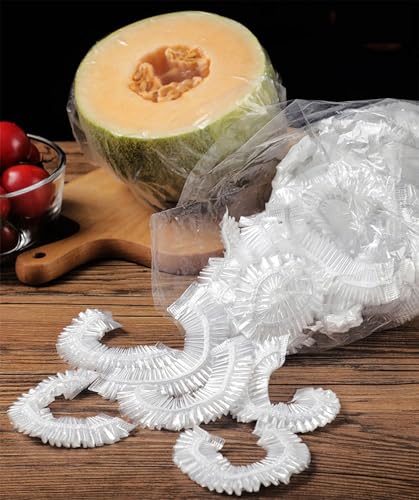 300PCS Disposable Bowl Covers Canning Lids, Plastic Bowl Covers Food Cover Stretch Edging, Flexible Storage Packaging for Storage Containers, Plastic Lids for Disposable Cling Bags for Household