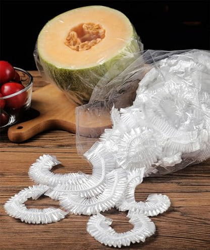 300PCS Disposable Bowl Covers Canning Lids, Plastic Bowl Covers Food Cover Stretch Edging, Flexible Storage Packaging for Storage Containers, Plastic Lids for Disposable Cling Bags for Household