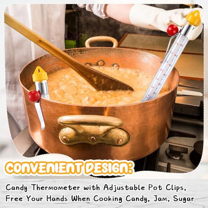 Photect Candy Thermometer with Pot Clip 8" Deep Fry Oil Thermometer for Candy Making Instant Read Cooking Food Thermograph Sugar Syrup Jam Jelly Oil Temperature Kitchen Accessories(Yellow,1 Pcs) - color: Yellow