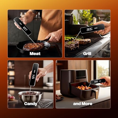 0.3S Instant Read Meat Thermometer – Digital Food Thermometer for Cooking, Grilling, BBQ, Candy, Air Fryer, Griddle – Kitchen Gadget Essentials & Gift for Him