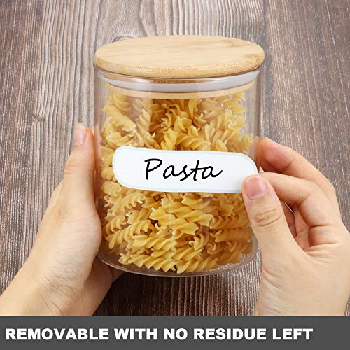 264 Pieces Removable Food Labels Stickers Waterproof Kitchen Labels for Food Storage, Home Organization with Marker Pen, 3 Sizes (Silver Side)