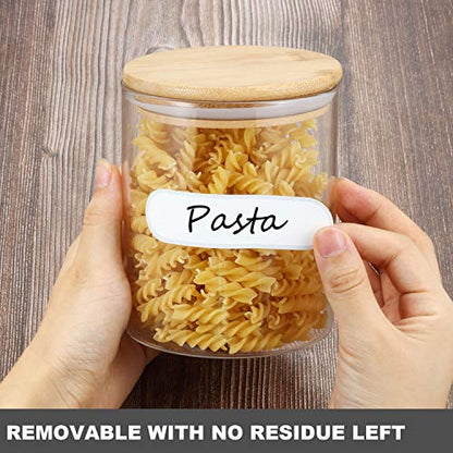 264 Pieces Removable Food Labels Stickers Waterproof Kitchen Labels for Food Storage, Home Organization with Marker Pen, 3 Sizes (Silver Side)
