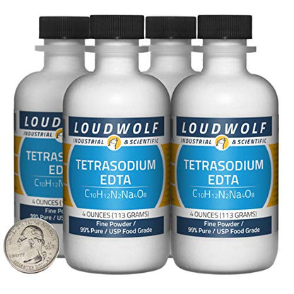 Tetrasodium EDTA / 1 Pound / 4 Bottles / 99% Pure USP Food Grade/Fine Powder - size: 1 Pound in 4 Bottles