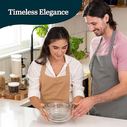 Libbey Baker's Basics 3-Piece Glass Mixing Bowls Set - Clear Bowls for Baking, Prep, Serving & Storage - Microwave, Oven, Freezer and Dishwasher Safe - color: Mix Set 3