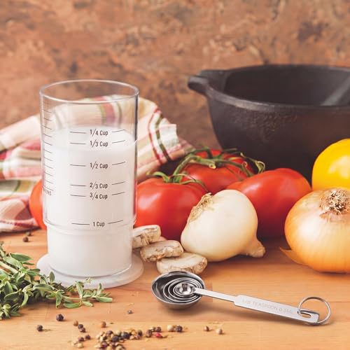 6 Pcs Adjustable Push up Measuring Cup Set Includes 2 Adjustable Measuring Cups and 5 Measurings Spoon for Peanut Butter Liquid Dry Semi Solid Ingredient Home Cooking Tool(6.5 * 10cm) - size: 1 cup