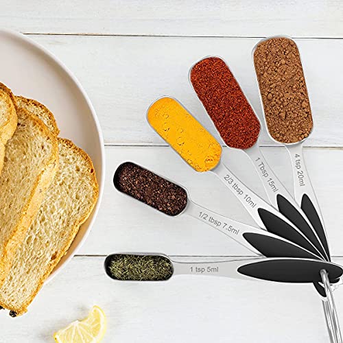 Measuring Cups and Measuring Spoons Set, Wildone Stainless Steel 8 Measuring Cups, 10 Measuring Spoons, 1 Leveler 1 Whisk & 5 Mini Spoons, for Dry and Liquid Ingredient - 25 Piece Black - color: Black, size: Set of 25