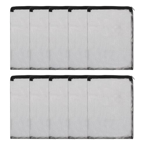 Aquarium Filter Media Bags, Fish Tank Fine Mesh Bag with Zipper Reusable Versatile 9 x 6 Inch, (Black, 10Pcs), Intended for Fish Tank/Aquarium/Pond/Activated Carbon/Ceramic Rings - color: Black, size: 9 x 6 in