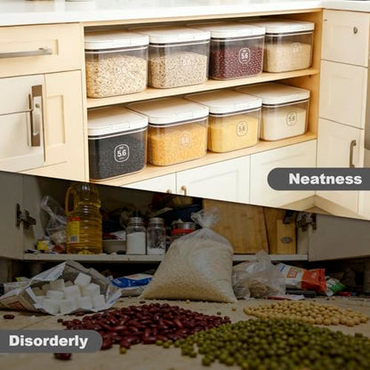 Airtight Rice Container with Measuring Cup, BPA-Free Clear PET Plastic Food Storage Container Pantry Organizers and Storage Sugar Cookies Flour Rice Container (5.6 L / 5.92 QT) - size: 5.6 L / 5.92 QT