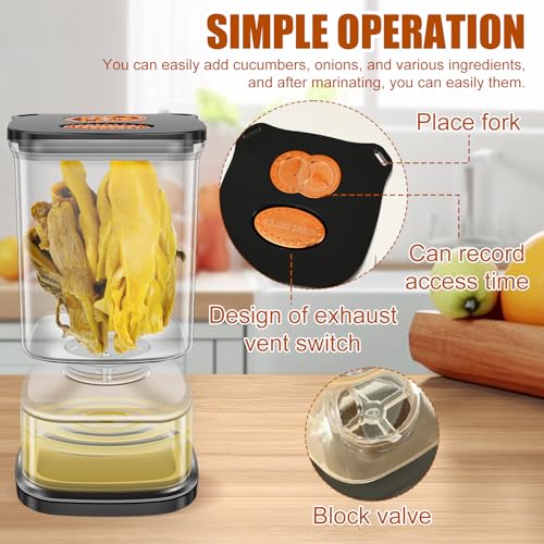 2 Pack Pickle Jars with Strainer Flip, Salad Olive Jar, 33.82 OZ Clear Square Pickle Container with 4 Fork and Timer Recorder Olive Container Jar for Gherkins Olives Onions Garlic, Gifts for Mom