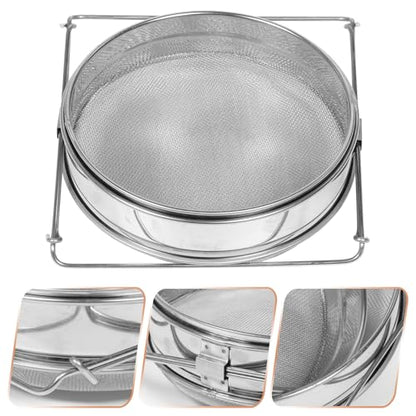 Stainless Steel Double Layer Honey and Flour Sifter, Fine Mesh Manual Food Strainer for Kitchen Baking and Beekeeping, Portable Handheld Flour Sifting Tool