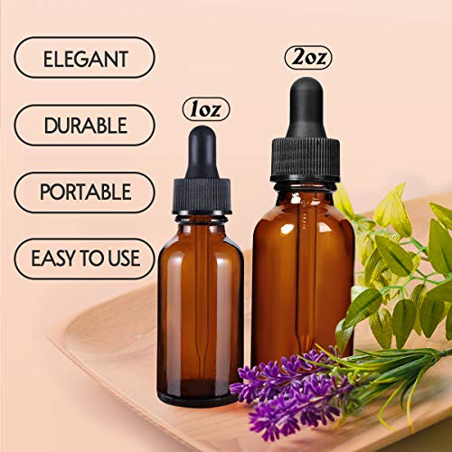 Eternal Moment 1 oz Eye Dropper Bottle(48 Pack), 30ml Amber Glass Bottles with Glass Eye Dropper for Essential Oils, Chemistry Lab Chemicals, Colognes & Perfumes - size: 1 Ounce