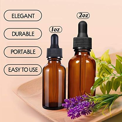 Eternal Moment 1 oz Eye Dropper Bottle(48 Pack), 30ml Amber Glass Bottles with Glass Eye Dropper for Essential Oils, Chemistry Lab Chemicals, Colognes & Perfumes - size: 1 Ounce