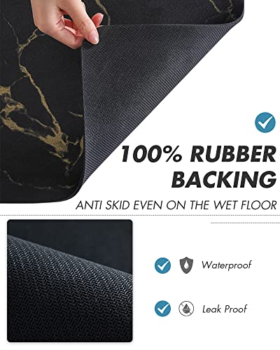 AMOAMI Coffee Mat Hide Stain Rubber Backed Absorbent Dish Drying Mat for Kitchen Counter-Coffee Bar Accessories, Black & Gold, 17"X31.5" - size: 17"x31.5"