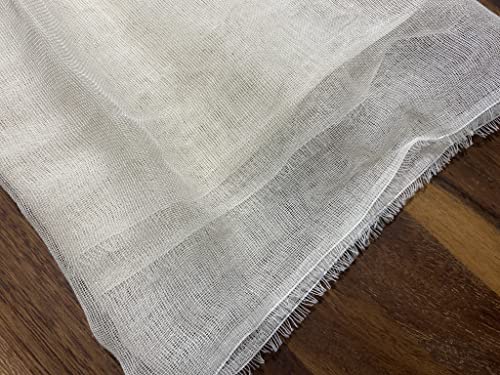 Mull Muslin 100% Cotton Fabric Voile Curtains Fine Unbleached Cheesecloth Linen Look Wedding Table Runner - 140cm Wide - Ecru Cream (Per 10 Metres)