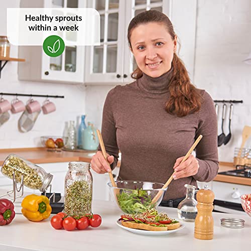 2 Pack Seed Sprouting Jar Lids | For 3.38" Wide Mouth Mason Jars | Fresh Sprouts at Home | Strainer Screen for Canning Jars | 304 Stainless Steel Lid for Growing Broccoli, Alfalfa, Beans & More - size: 2-Pack Wide Mouth
